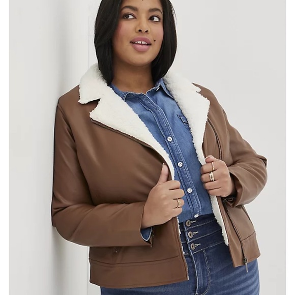 Nwt Torrid Cognac Faux Leather Sherpa 